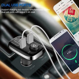 Bluetooth Car FM Transmitter, Wireless Audio Transmitter Car Charger with USB Charge, Car Radio Audio Adapter MP3 Player Support Hands-free Calling,for iPad iOS Android Phone Portable GPS Navigator