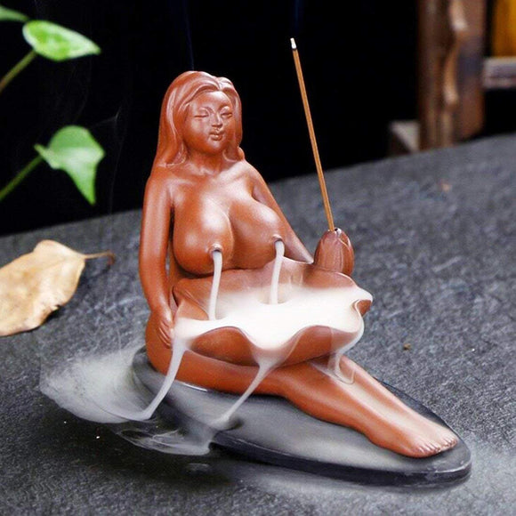 Creative Handmade Air Fresheners Beauty Sculpture Ceramic Incense Burner Holder + 20 Backflow Cone