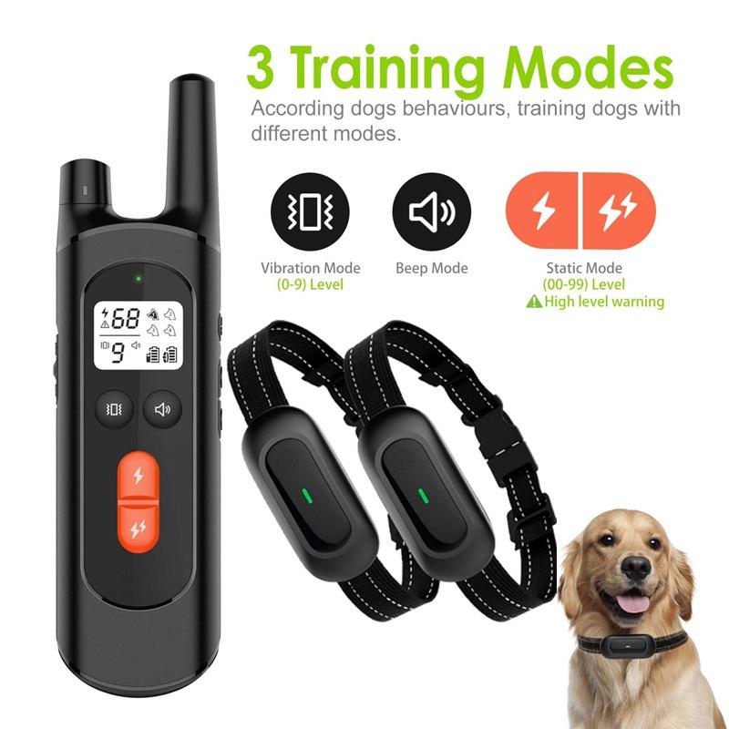 Dog Training Collar - Rechargeable Shock Collars for Dogs with Remote, 3 Training Modes, Beep, Vibration and Shock, 100% Waterproof Collar, 1600Ft Remote Range, 0~99 Shock Levels Dog Training Set