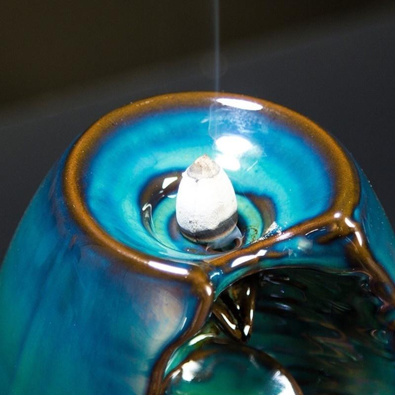 60 Backflow incense cones Retro Handmade Porcelain Ceramic Backflow Incense Burner Buddhist Decoration Home Aromatherapy