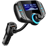 New Version Bluetooth FM Transmitter for Car Wireless Aux Adaptor Receiver Hands Free Car Kit 2.4A Fast Charger with 1.7Inch Larger Display SD Reader, AUX In/Out for All 12-24V Cars [&lt;lun&gt;]