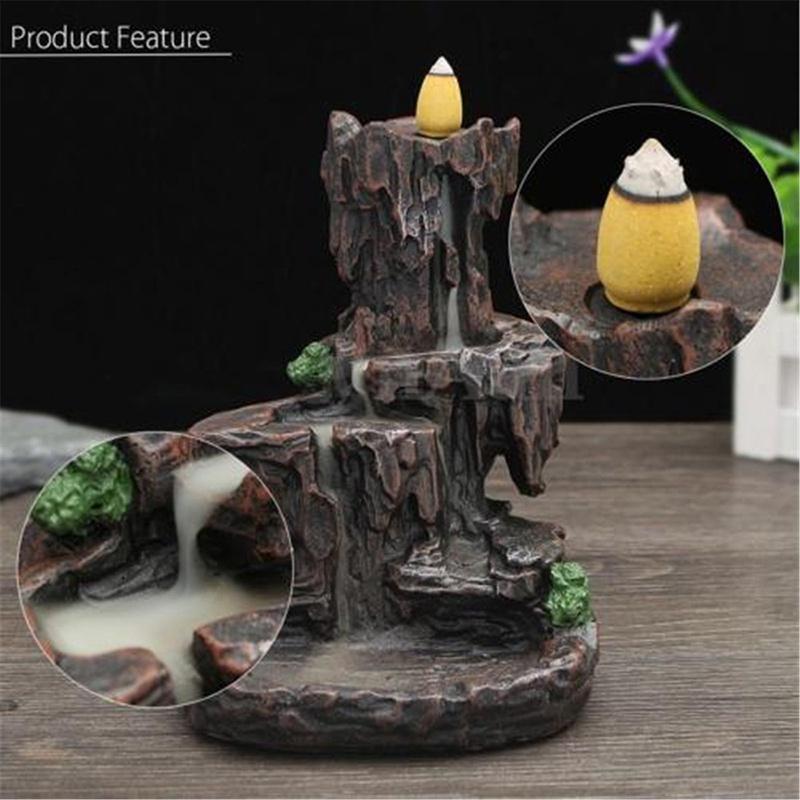 Alice Incense Holder Waterfall Incense Burner, Home Decor Aromatherapy Ornament,Handmade gifts can help sleep +  20 Backflow incense cones [<lun>]
