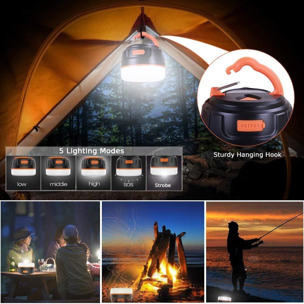 (4-Pack) Camping Lights, LED Tent Light with Power Bank 5200mAh, USB Camping Lantern Rechargeable Ultra Bright LED Emergency Camping Light for Tents