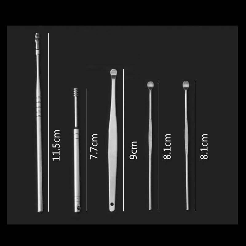 Ear Scoop Cleaner Spring Double Head Rotating Ear Scoop Six-piece Ear Harvesting Tool Set [<lun>]