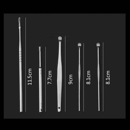 Ear Scoop Cleaner Spring Double Head Rotating Ear Scoop Six-piece Ear Harvesting Tool Set [<lun>]