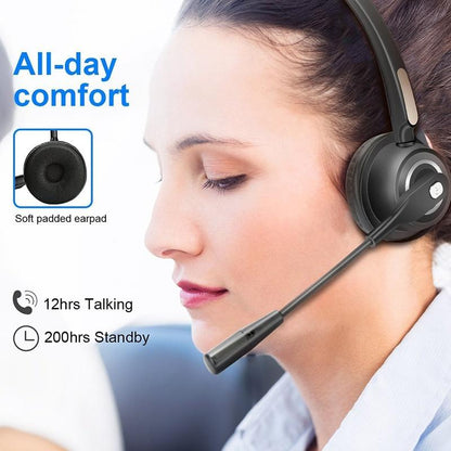 Truck Driver Bluetooth Headset Office Wireless headphones Mic Noise Canceling Headset with Microphone for Call Center,Cell Phone Laptop