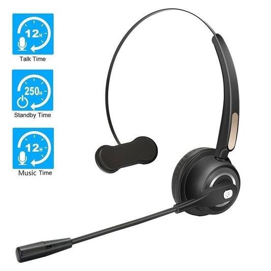 Headset with Microphone for Cell Phone,Trucker Bluetooth Headphone with Noise Cancelling Mic Wireless Headset for PC,Skype,Call Center,Home/Office Online Class