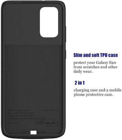 Battery Case for Samsung Galaxy S20 Ultra/S20+/S20/Note10 Plus/Note10/S10 Plus/Note9/Note8/S9 Plus/S8 Plus/S7 edge , Portable Charging Case Rechargeable External Battery Pack Extended Battery Protective Charger Case