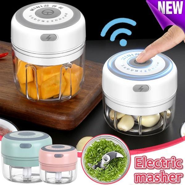 2021 New Upgrade Smart Electric Mini Food Garlic Vegetable Chopper Meat Grinder Crusher Press for Nut Fruit Rechargeable Onion Multi-function Processor Kitchen Accessories Tools [<lun>]
