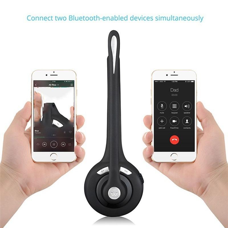 Trucker Bluetooth Headset With Mic, Handsfree Over The Head Earpiece, On Ear Bluetooth Headphones For Cell Phone, Call Center, Truck Driver (Color: Bl