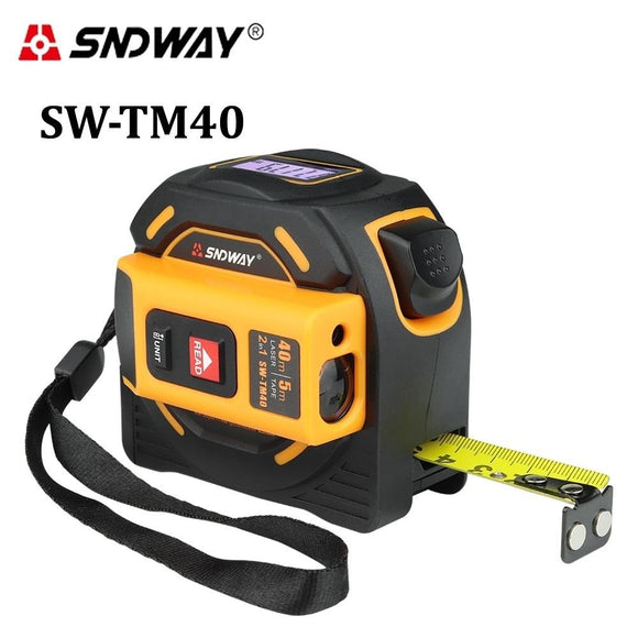 Laser Tape Measure 2-in-1,laser measurement 131Ft silent laser range finder USB rechargeable color LCD display, measuring distance, tape length 16Ft, Nylon Coating for DIY