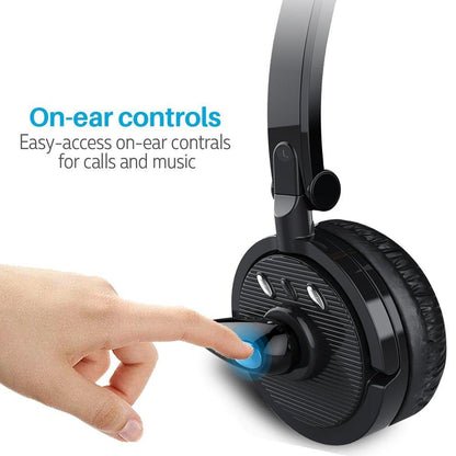 Bluetooth Headphones with Mic,Wireless Bluetooth Headset Noise Cancelling Headphones with Boom Microphone On Ear Phone Headset for Office Phone Call Center Customer Service PC Cell Phones