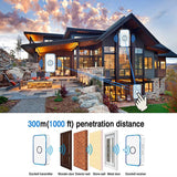Latest Wireless Doorbell with 2 Receivers, IP55 Waterproof Doorbell, 1500 Feet Range, 5 Volume Levels, 60 Chimes &amp; LED Flash