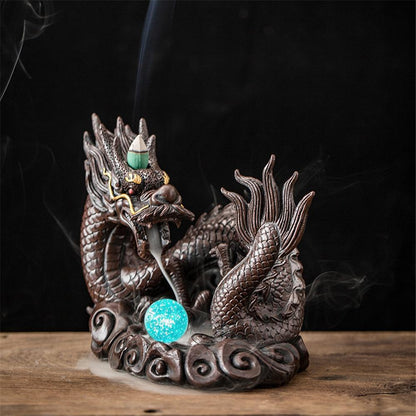 Exquisite Retro Resin Crafts Ornaments Ash Catcher Dragon Backflow Incense Burner Holder Home Furnishing Nordic Christmas As Gift Aromatherapy