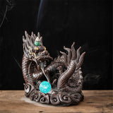 Exquisite Retro Resin Crafts Ornaments Ash Catcher Dragon Backflow Incense Burner Holder Home Furnishing Nordic Christmas As Gift Aromatherapy