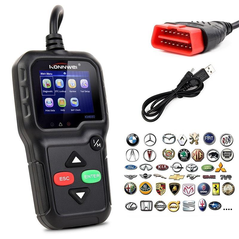 EOBD Functions Car Scan Tool Vehicle Engine Fault Scanners With Extra BAT Check, O2 Sensor, On-board Monitoring Test [<lun>]