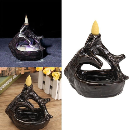 Retro Handmade Ceramic Backflow Incense Burner Home Decor Incense Holder Buddhist Crafts