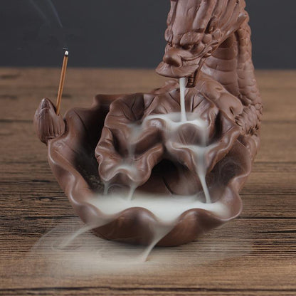 Retro Handmade Ceramic Censer Backflow Incense Burner Home Decor Incense Holder Buddhist Crafts