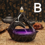 Retro Handmade Ceramic Backflow Incense Burner Home Decor Incense Holder Buddhist Crafts +60 Incense Cones