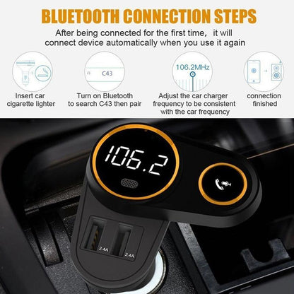 Bluetooth FM Transmitter Car Mp3 Player Wireless In-car Audio Radio Adapter Charger Wireless Dual USB Port Handsfree Call