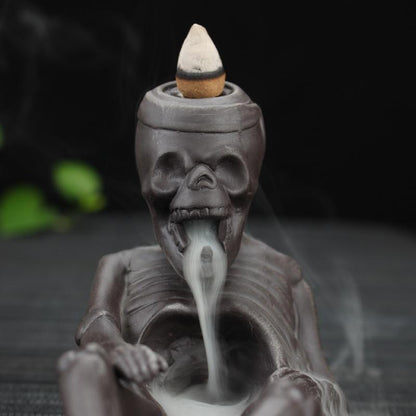 Halloween Skull and Black Dragon Backflow Incense Burners,Ceramic Home Decor  Handmade Gifts [<lun>]