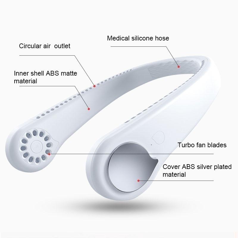 Summer Fashion Hanging Dual Cooling Neck Fan Mini USB Portable Rechargeable Quiet Ventilator For Traveling Outdoor Indoor