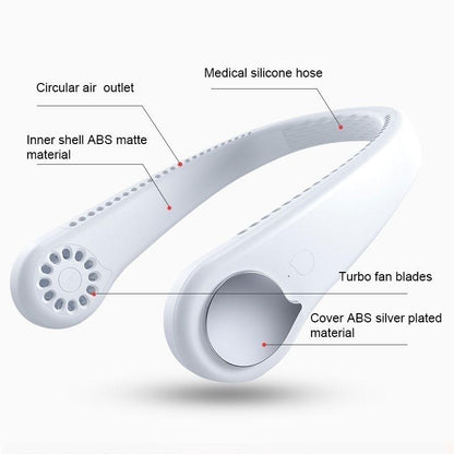 Summer Fashion Hanging Dual Cooling Neck Fan Mini USB Portable Rechargeable Quiet Ventilator For Traveling Outdoor Indoor