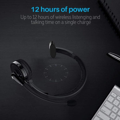 Bluetooth Headphones for Cell Phone, Skype, Truck Driver, Call Center Stylish Wireless Bluetooth V2.1 Bluetooth Headphones with Microphone Headset Boom Mic Bluetooth Noise-canceling Headphone for Trucker Drivers