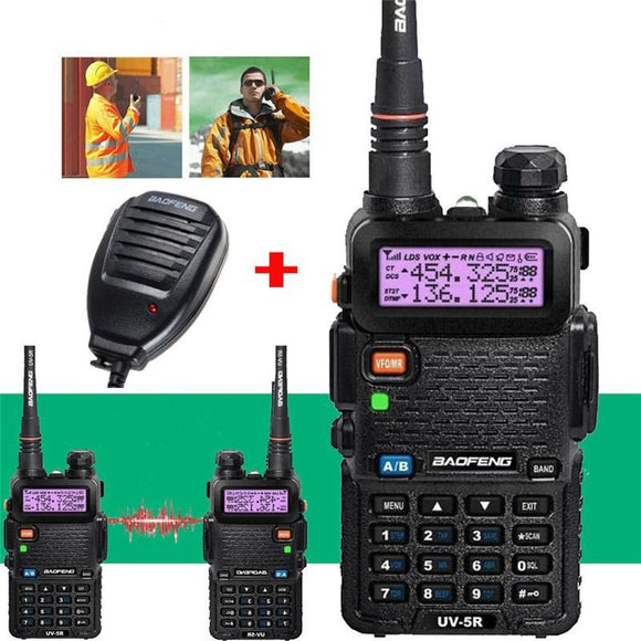BAOFENG UV-5R Dual Band UHF/VHF Two Way Ham FM Radio+Speaker Mic Walkie Talkie [<lun>]