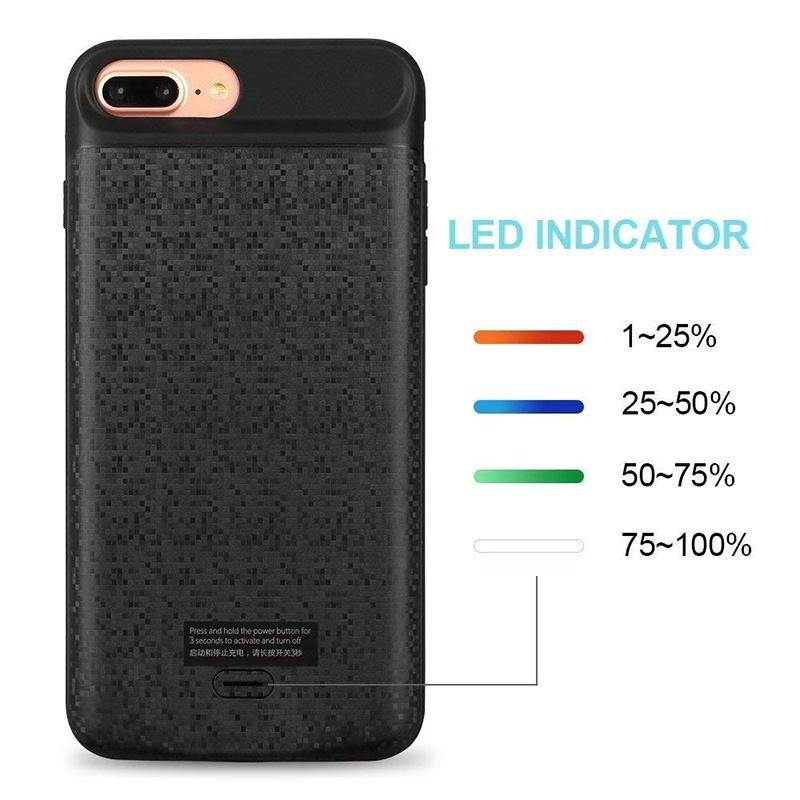 Slim Silicone Battery Case for iPhone 8/7/6S/6/8 Plus / 7 Plus / 6S Plus/6 Plus, 2500mAh/3700mAh Portable Charging Case External Rechargeable Charger Case Juice Pack Protective Power Case for iPhone