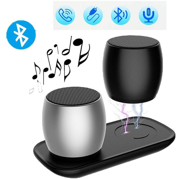 Portable Bluetooth Speakers Wireless  Dual Speakers, Mini Size Surround HD Sound, HandsFree for Calls Home, Outdoors,Office, Phones, PC,Shower,Pool,Travel (Twins)