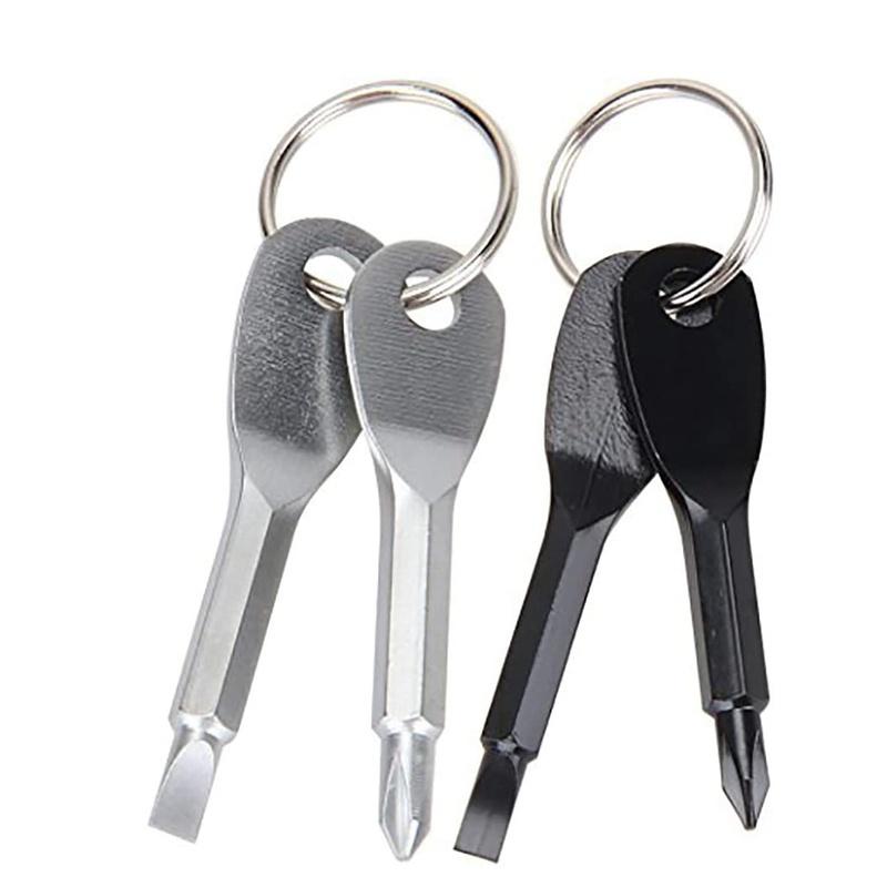 Hot Sale 2 Keys Stainless Keychain Pocket Tool Screwdriver Set EDC Outdoor Multifunction Fashion [<lun>]