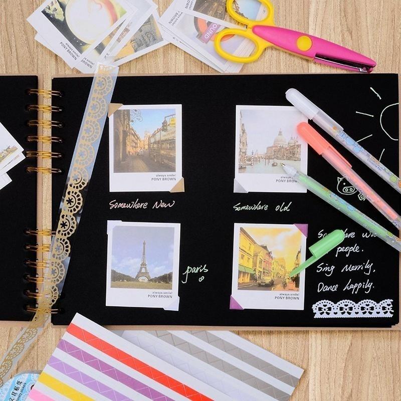 2021 New Photo Album Scrapbook for Photoalbum Craft Paper DIY Scrapbooking Wedding Photo Album Brown &amp; Black [<lun>]