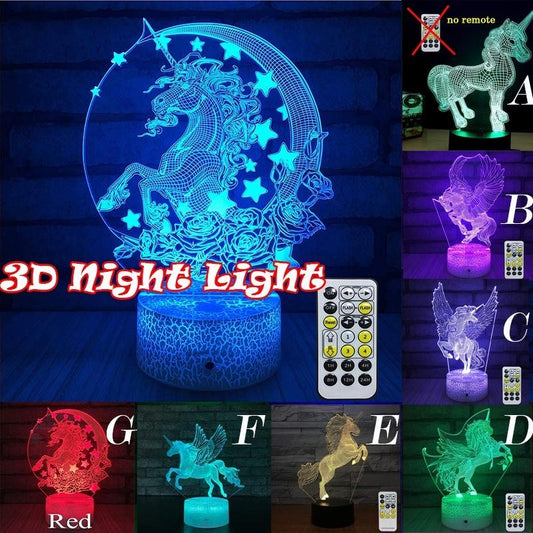 3D LED Night Lamp 7 Colors USB Hologram Decor Lamp Table Desk Lights Birthday Party Gift For Children Friends