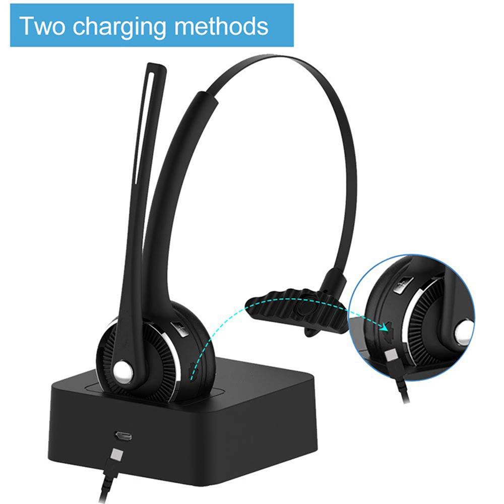 Pro Trucker Bluetooth Headset/Office Wireless Headset, Bluetooth Earpiece Noise Cancelling Headphones with Microphone,Charging Dock,Mute Function for Car Call Center iPhone Android Cell Phones [<lun>]