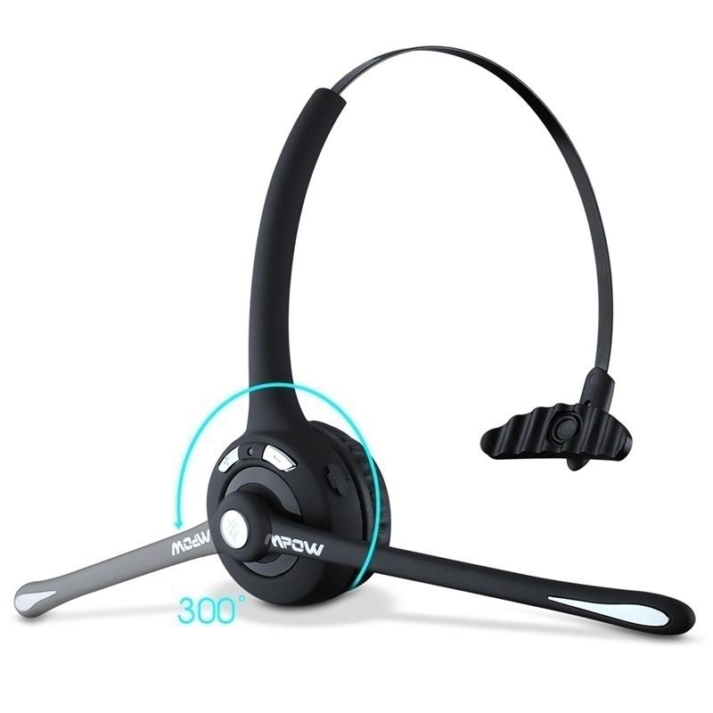 Pro Trucker Bluetooth Headset/Cell Phone Headset with Microphone, Office Wireless Headset, Over the Head Earpiece, On Ear Car Bluetooth Headphones for Cell Phone, Skype, Truck Driver, Call Center