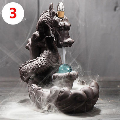 Ceramic Sculpture  Backflow Waterfall Smoke Incense Burner Censer Holder [<lun>]
