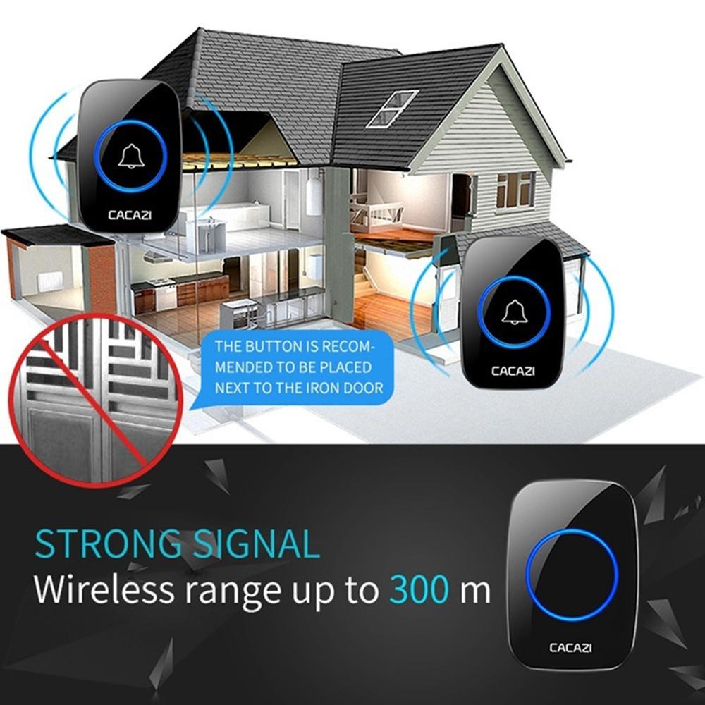 2021 New Waterproof Intelligent Wireless Doorbell 300M Remote Smart Door Bell Chime (include EU UK US Plug)