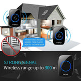 2021 New Waterproof Intelligent Wireless Doorbell 300M Remote Smart Door Bell Chime (include EU UK US Plug)