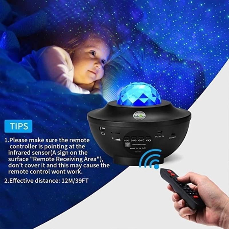 Newest 2 Styles Romantic Star Projector Light USB Voice Control Music Player LED Night Light Projection Lamp Star Light [<lun>]