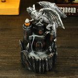 2021 New Retro Resin Crafts Ornaments Ash Catcher Dragon Backflow Incense Burner Holder Home Furnishing Nordic Christmas As Gift Aromatherapy (Color: Grey) [&lt;lun&gt;]