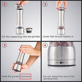 Manual Pepper Grinder or Salt Mill with Adjustable Coarseness,Brushed Stainless Steel Pepper Mill Shaker with Ceramic Blades for Professional Chef