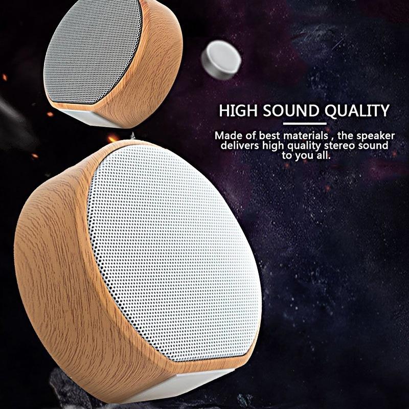 Portable Wood Grain Mini Speaker Bluetooth Wireless Super Bass Subwoofer 10m Distance Bluetooth Control