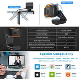 Full HD Webcam 1080P, Streaming Camera, Widescreen Video Calling and Recording with Microphone, USB Wide Angle Skype Camera with Facial-Enhancement Technology, Desktop, Laptop