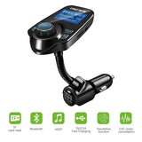 Bluetooth Car FM Transmitter,Audio/Radio Adapter Receiver, Wireless Hands Free Car Kit, W 1.44 Inch Display,Mp3 Player with Car Charger, Hands-free Calling