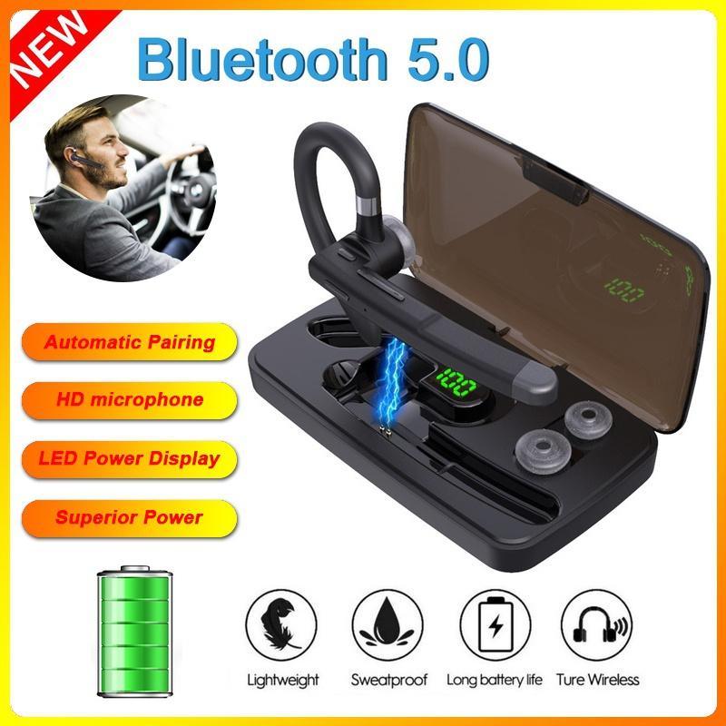 Latest Bluetooth 5.0 Earphone Ear-hook Business Headphones Wireless Car Bluetooth Headset Stereo Handsfree with Mic for Driving