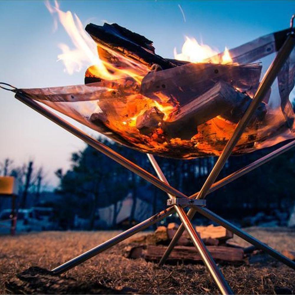 Outdoor Portable Incinerator Folding Grill Stainless Steel Carbon Fire Stove Ultra Light Grid Heating Wood Fire [<lun>]