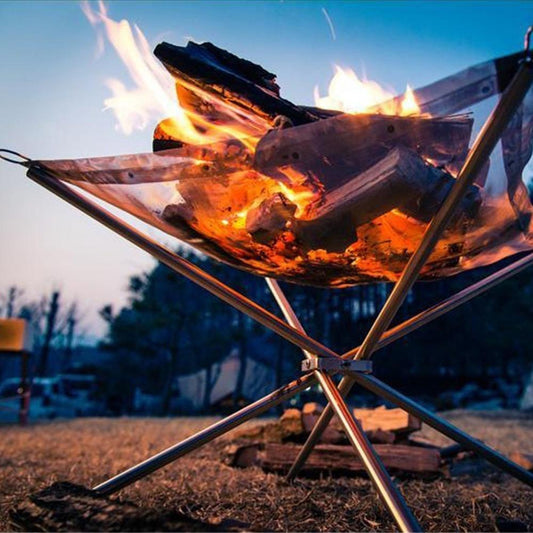 Outdoor Portable Incinerator Folding Grill Stainless Steel Carbon Fire Stove Ultra Light Grid Heating Wood Fire [<lun>]