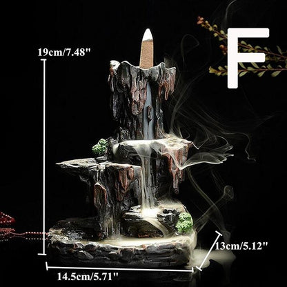 Retro Handmade Ceramic Backflow Incense Burner Home Decor Incense Holder Buddhist Crafts +60 Incense Cones