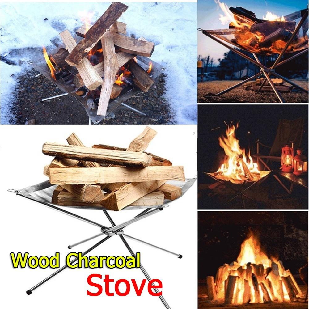 2021 New Portable Stainless Steel Mesh Outdoor Camping Fire Pit Wood holder and Rack Fire Ring with a Free Carry Bag [<lun>]